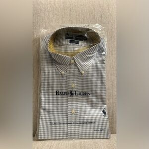 Ralph Lauren Men's Yellow and Blue Plaid Shirt